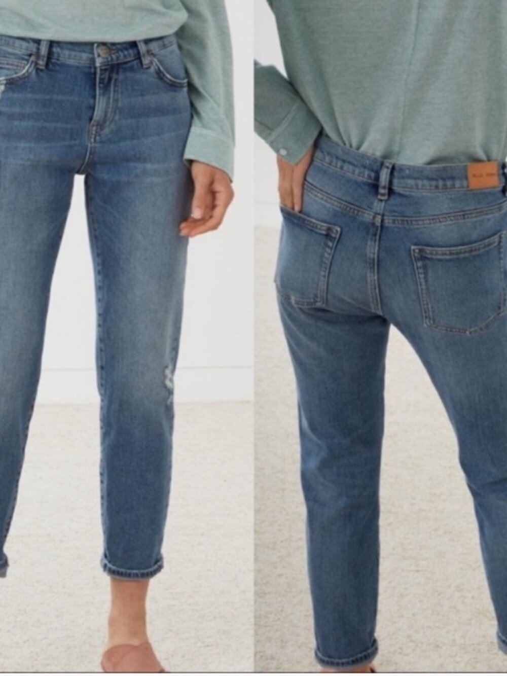 MiH Tomboy Skinny Boyfriend Distressed Jeans Blue
